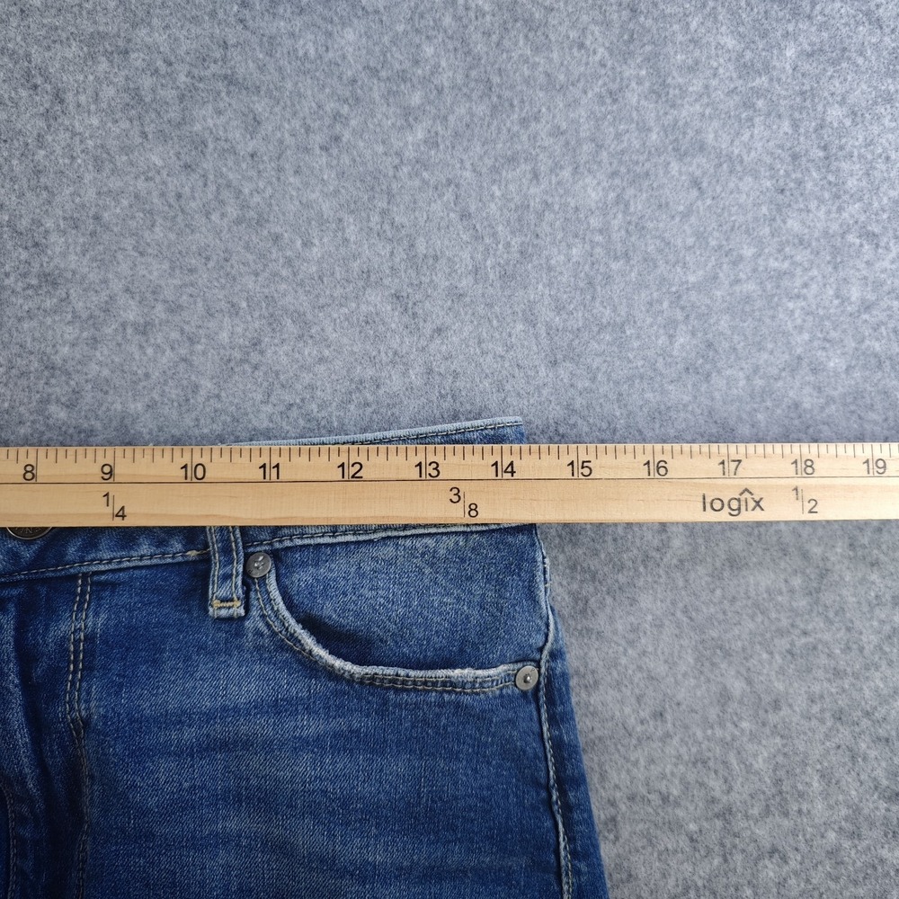 Paige Denim Mini Skirt 27 Blue Medium Wash Raw Frayed Hem Stretch - Picture 4 of 8